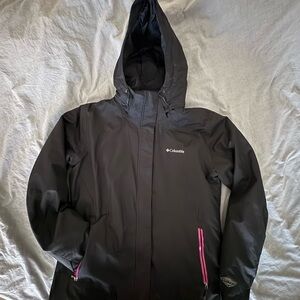 Columbia Women's Black Ski Jacket with Pink Accents